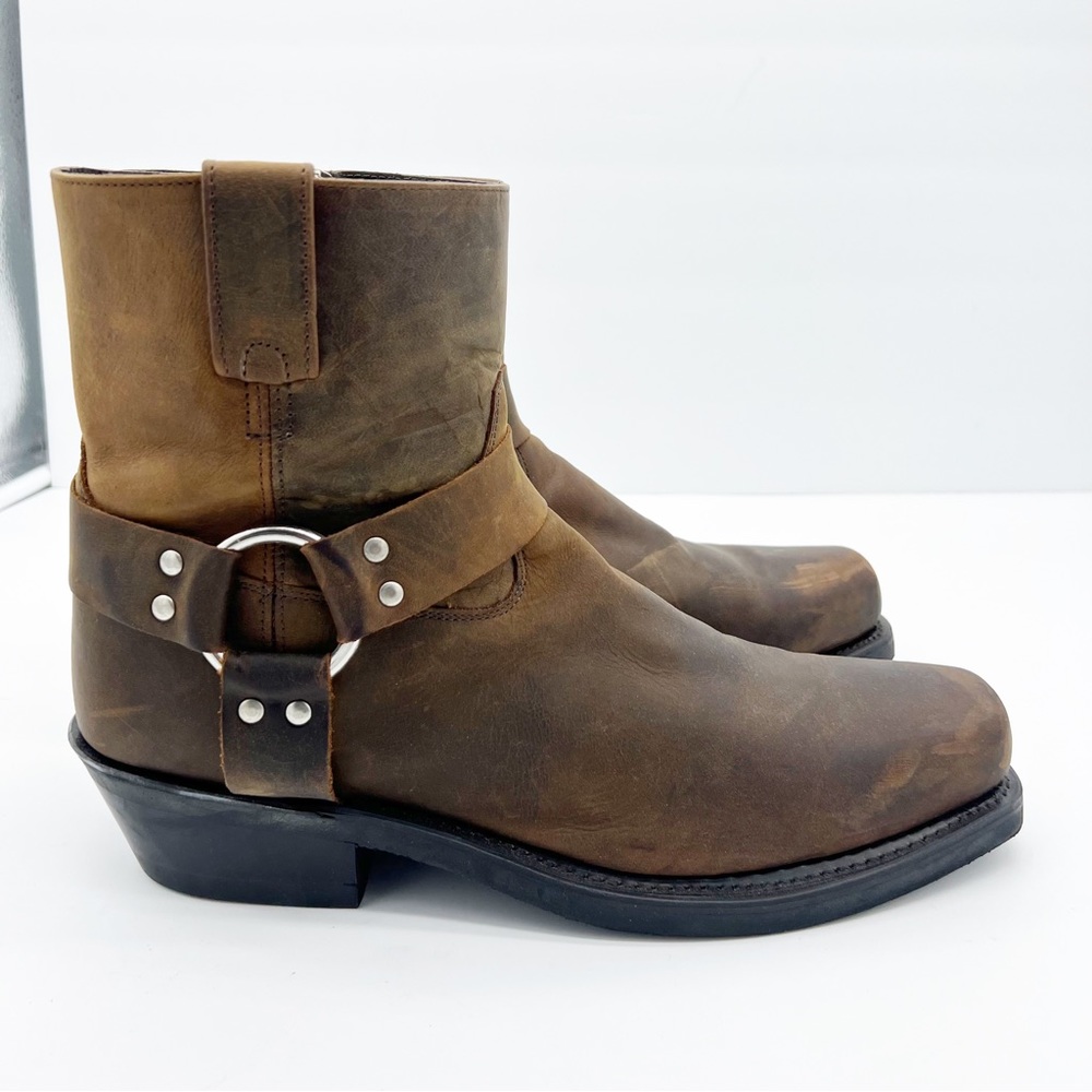 Old West Distressed Brown Leather Men's Boots - Picture 2 of 9